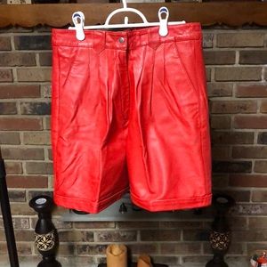 Red Leather Shorts